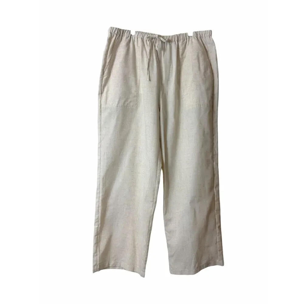 COOFANDY Men's Cotton Blend Drawstring Pants XXL Straight Leg Natural Relaxed